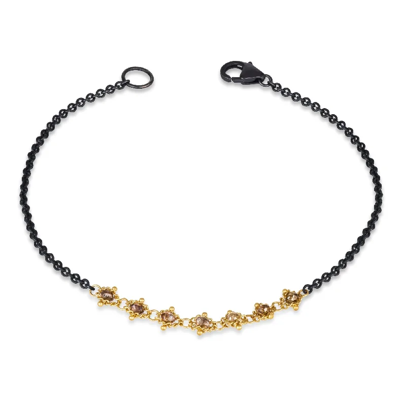 Petite Contrast Textile Bracelet in Champagne Diamond