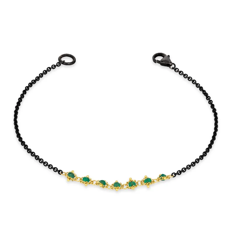 Petite Contrast Textile Bracelet in Emerald