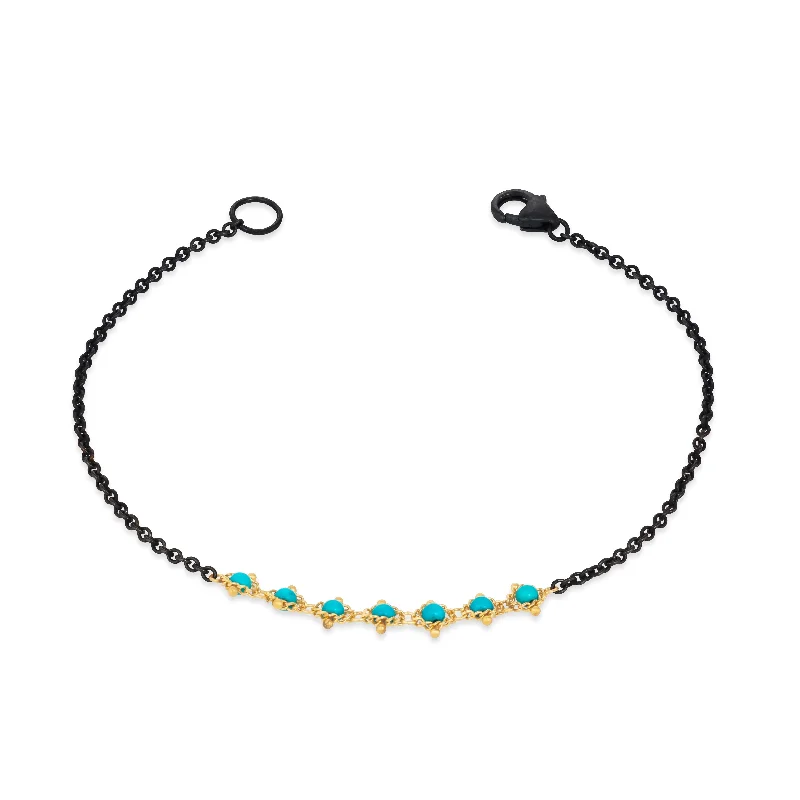 Petite Contrast Textile Bracelet in Turquoise