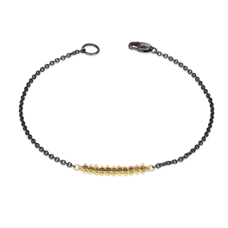 Petite Contrast Textile Row Bracelet in Champagne Diamond