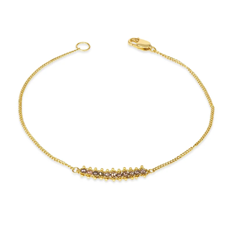 Petite Textile Row Bracelet in Champagne Diamond