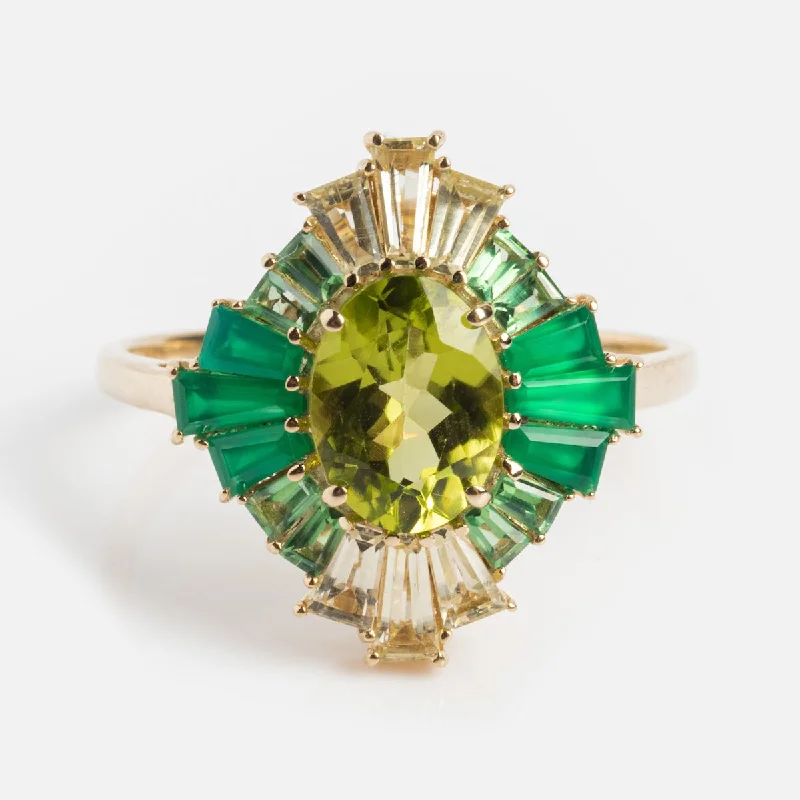 Solid Gold 2024 August Capsule Vintage Inspired Peridot Statement Ring