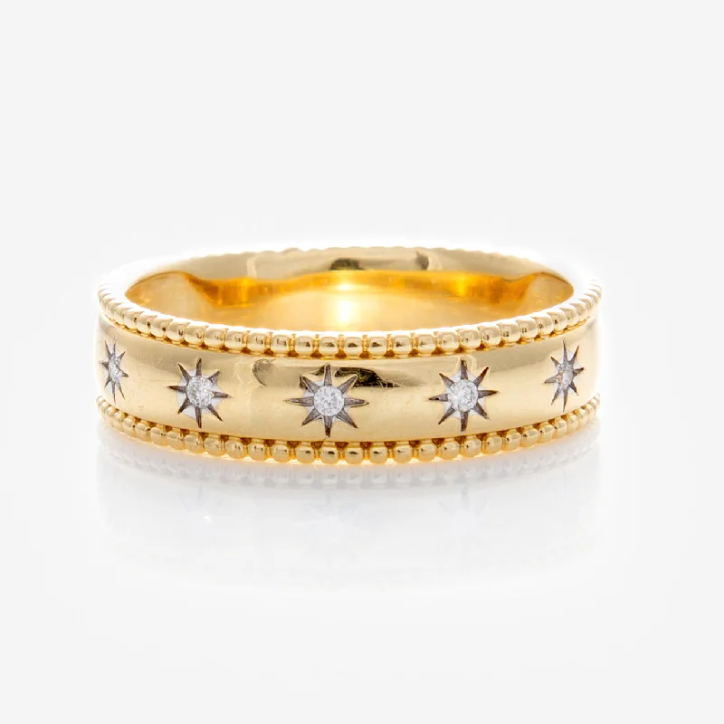 Solid Gold Bold Star Set Diamond Band