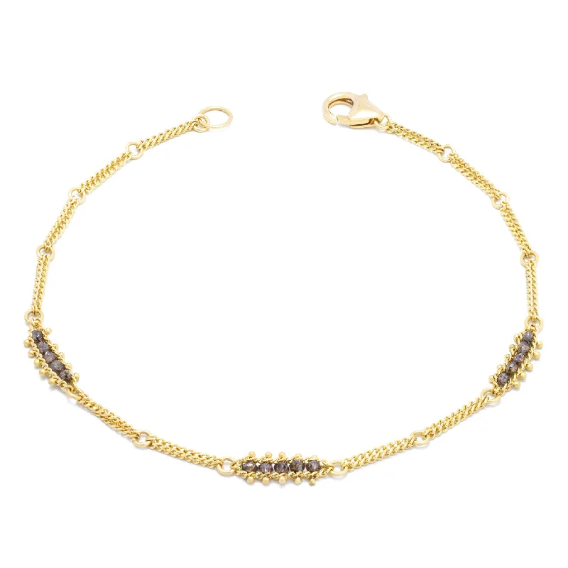 Textile Station Bracelet in Champagne Diamond