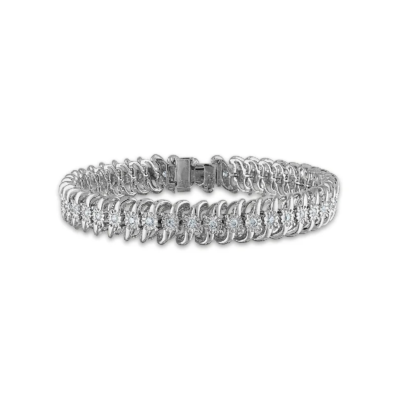 1 CTW Diamond 7.5-inch Tennis Bracelet in Sterling Silver