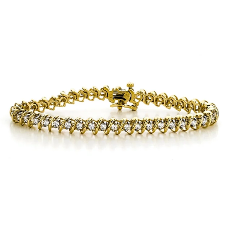 1 CTW Diamond Tennis 7-inch Bracelet in 10KT Yellow Gold