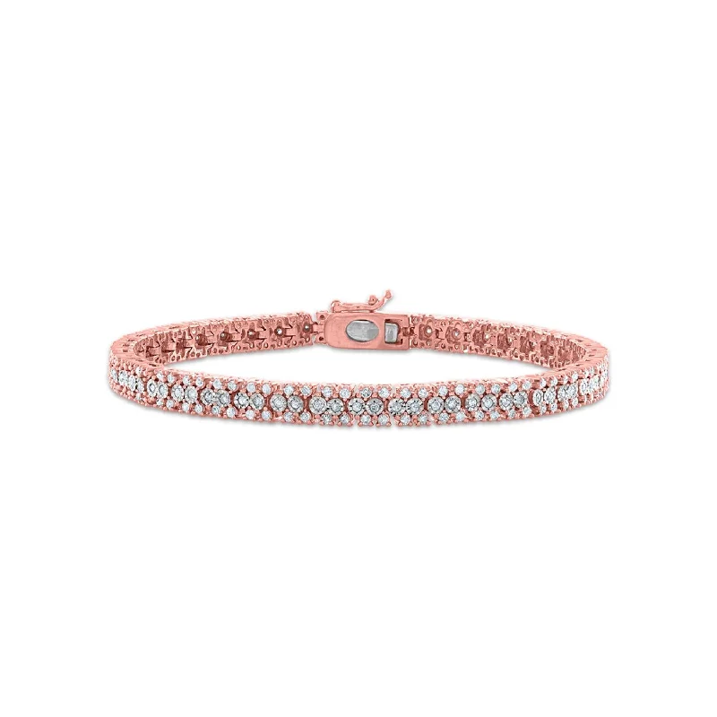 1 CTW Diamond 7-inch Tennis Bracelet in Rose Gold Plated Sterling Silver