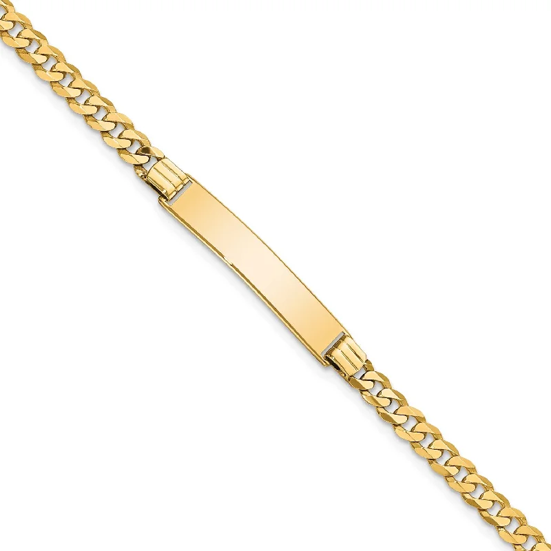 14KT Yellow Gold 7-inch 5.5MM Flat Curb ID Bracelet