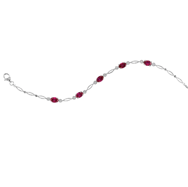 7-inch Oval Ruby Tennis Bracelet in Sterling Silver