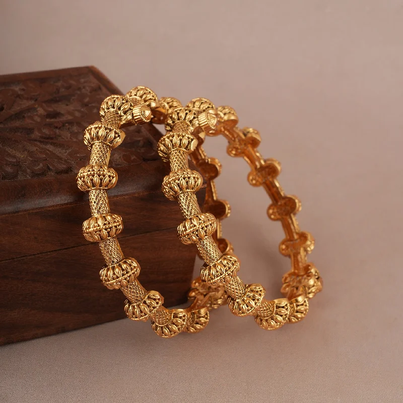 Amazing antique gold plain kada bangle set