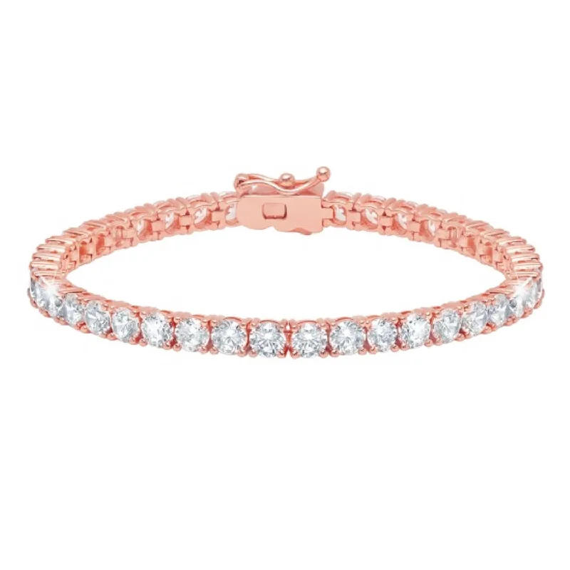 Crislu 18KT Rose Gold Plated Sterling Silver Round Cubic Zirconia 7-inch Tennis Bracelet