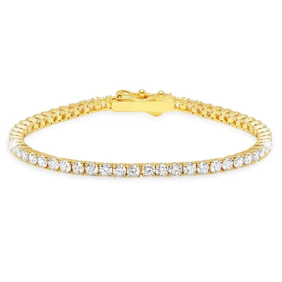 Crislu 18KT Yellow Gold Plated Sterling Silver Round Cubic Zirconia 7-inch Tennis Bracelet