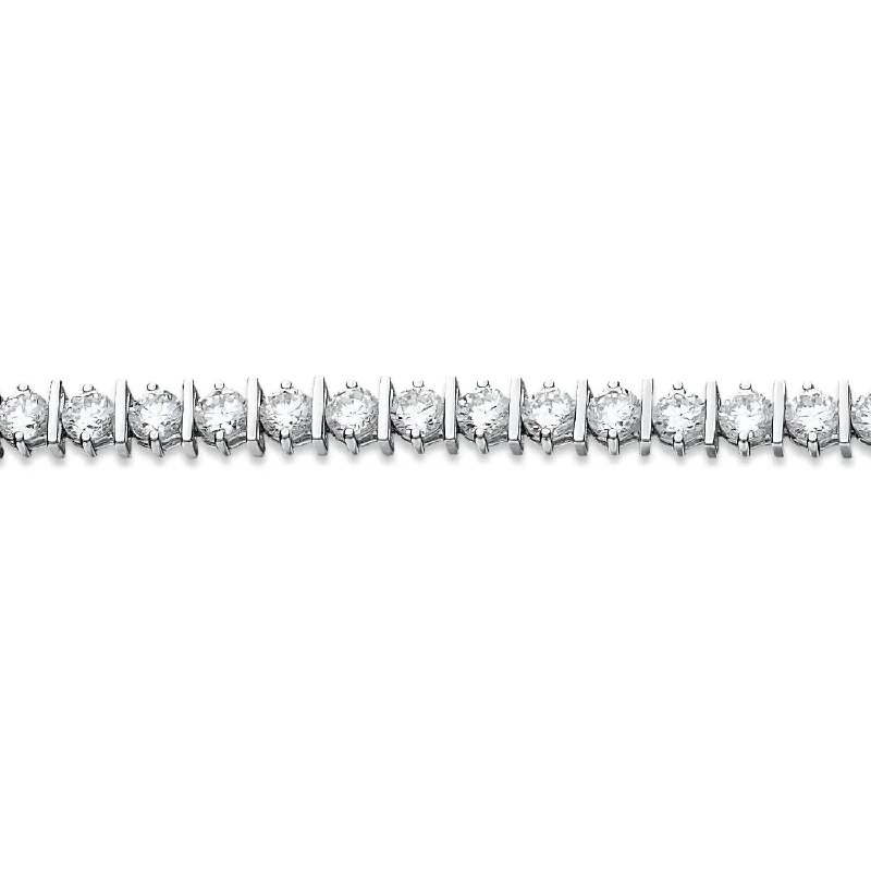 Crislu Platinum Plated Sterling Silver Round Cubic Zirconia 7-inch Tennis Bracelet