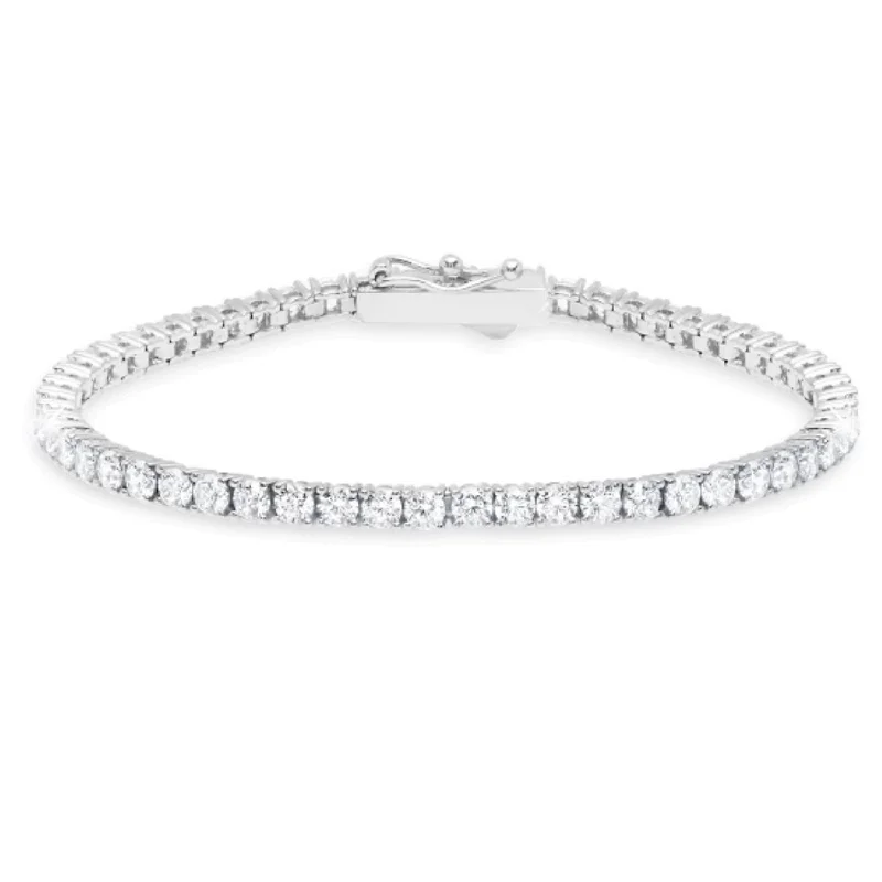 Crislu Platinum Plated Sterling Silver Round Cubic Zirconia 7-inch Tennis Bracelet