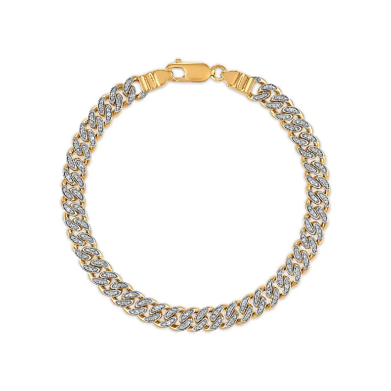 Luxe Layers 1/4 CTW Diamond Cuban Link 8.5-inch Bracelet in Yellow Gold Plated Sterling Silver