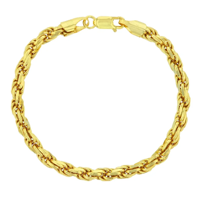 Luxe Layers 14KT Yellow Gold Plated Sterling Silver 8.5-inch 5.7MM Diamond-cut Rope Bracelet