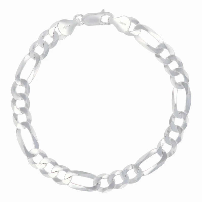 Luxe Layers Sterling Silver 8.25-inch 7.7MM Figaro Bracelet