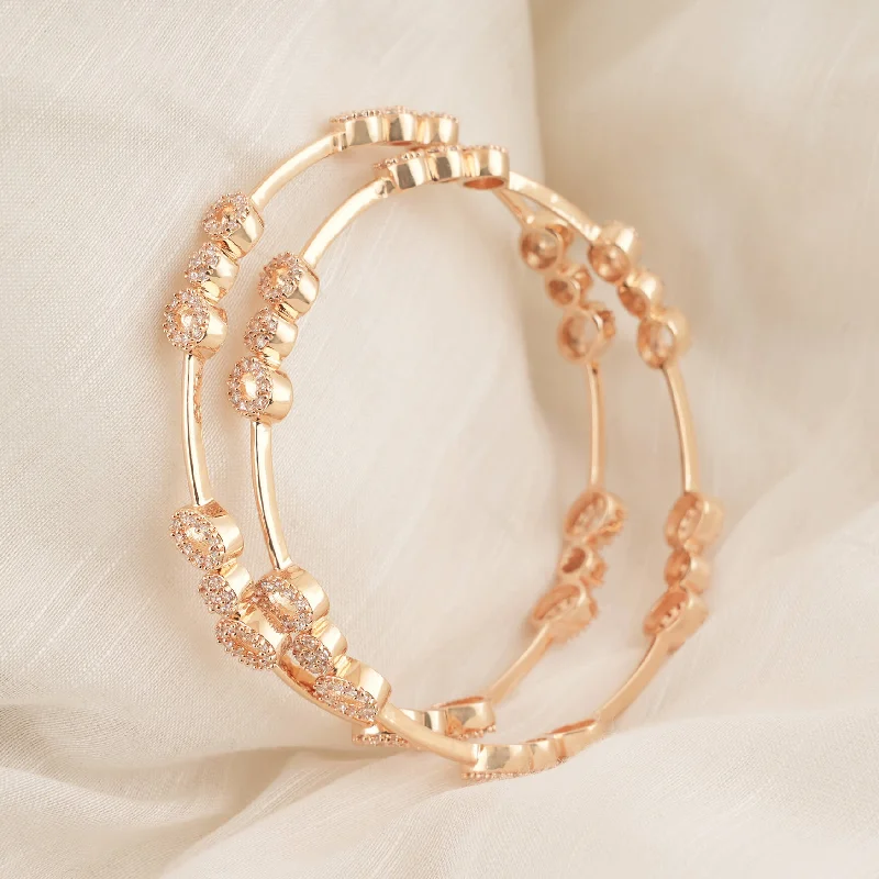 Oval gold plated CZ bangle set