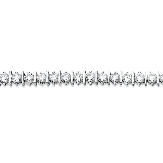 Platinum Plated Sterling Silver Round Cubic Zirconia 7-inch Tennis Bracelet