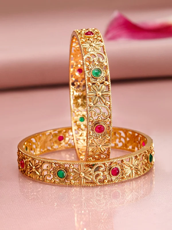 Rubans Set Of 2 18K Gold-Plated Beaded Bangles