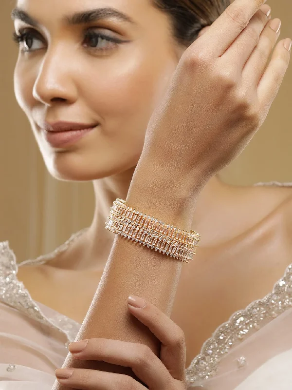 Rubans Set of 2 American Diamond Studded 22KT Gold-Plated Bangles