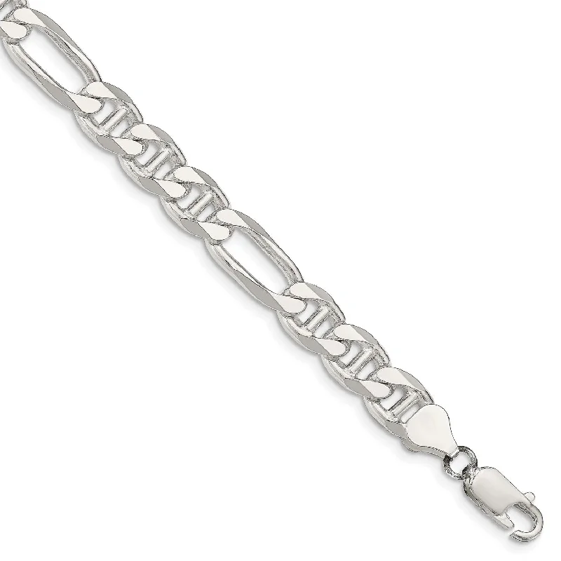 Sterling Silver 7-inch 7.75MM Figaro Anchor Link Bracelet