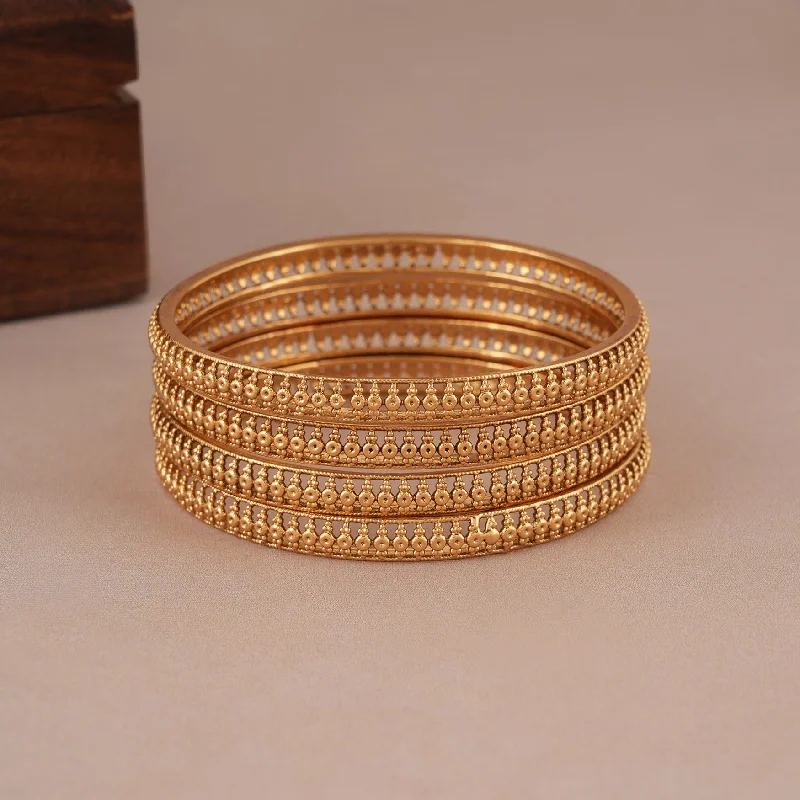 Stunning antique gold plated plain bangle set (set of 4)